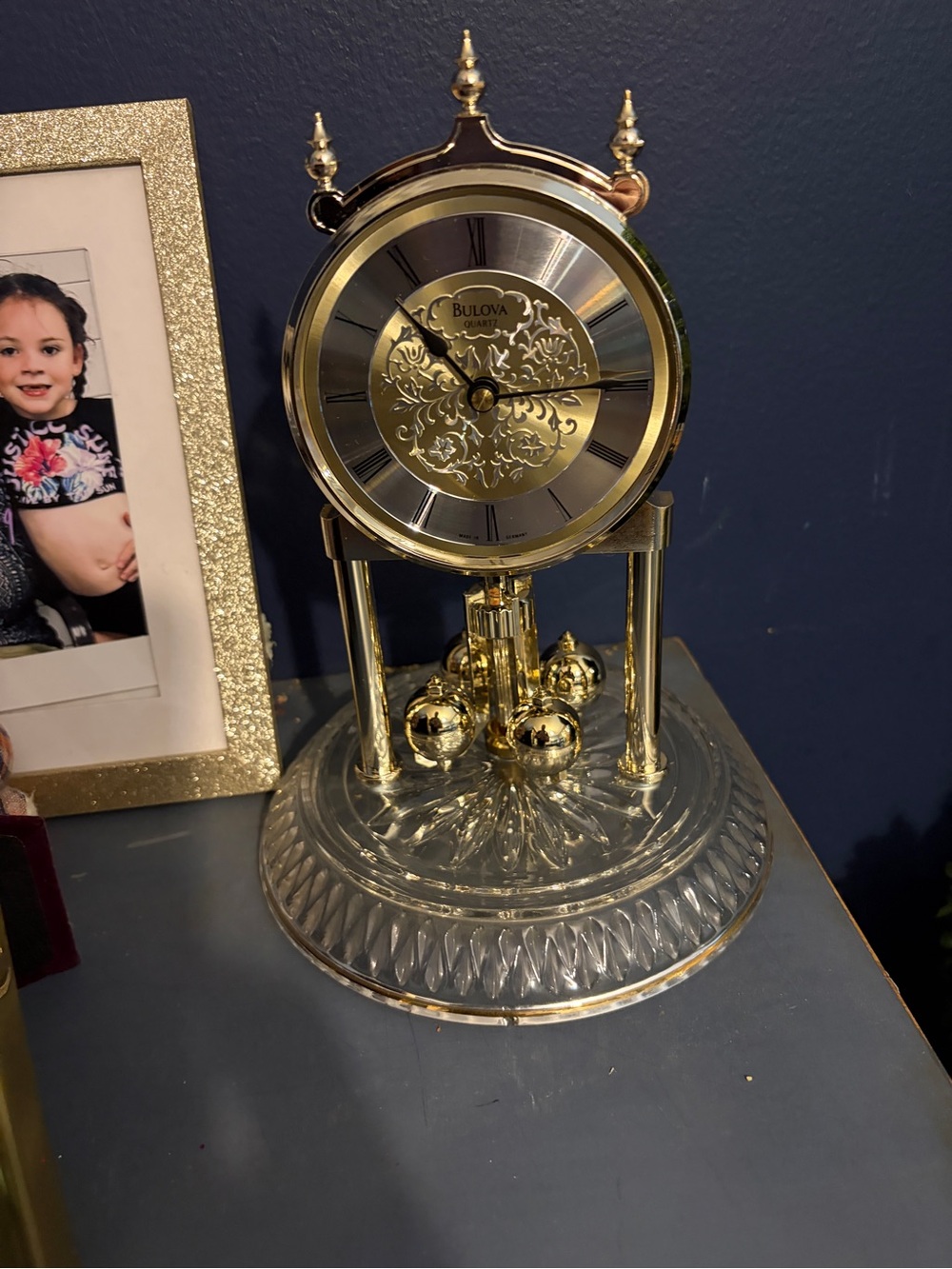 Vintage Bulova Glass Anniversary Clock | Crystal Dome | Roman Numerals | LUXURY